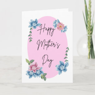 Pink Egg Shaped & floral Happy Mothers day Card