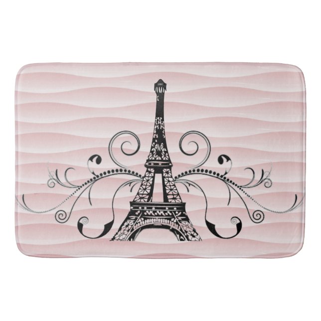 Pink Eiffel Towel Flourish Bath Mat (Front)