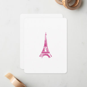 Pink Eiffel Towel Paris Note Card
