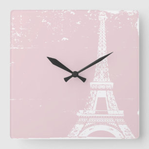 Pink Eiffel Tower Custom Wall Clock