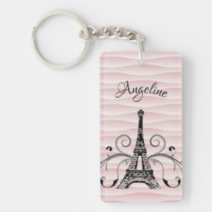 Pink Eiffel Tower Flourish Keychain