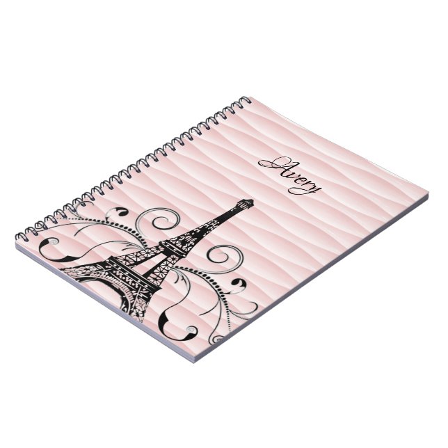 Pink Eiffel Tower Flourish Notebook (Left Side)