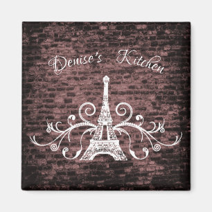 Pink Eiffel Tower Grunge Magnet