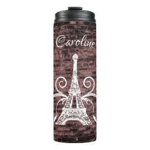 Pink Eiffel Tower Grunge Thermal Tumbler