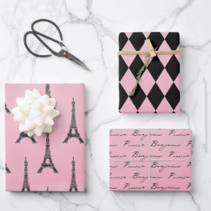 Pink Eiffel Tower Paris Wrapping Paper Sheet