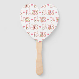 Pink Eiffel Tower Silhouette Paris Flowers French Hand Fan