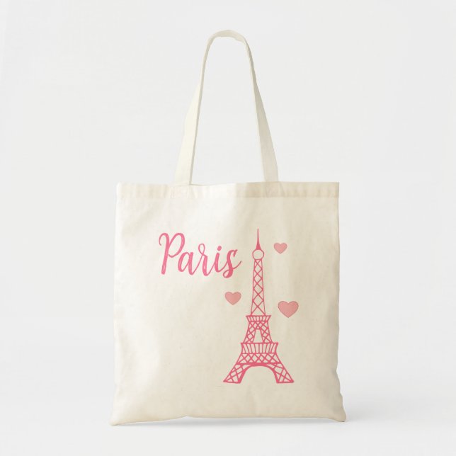 Pink Eiffel Tower Tote Bag Gift (Front)