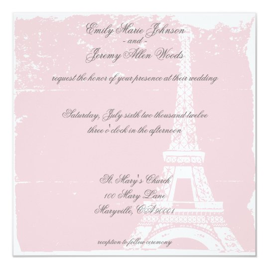 Pink Eiffel Tower Wedding Invitations
