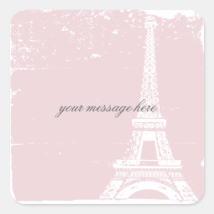 Pink Eiffel Tower Wedding Stickers