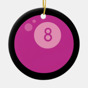 Pink Eightball Ceramic Ornament