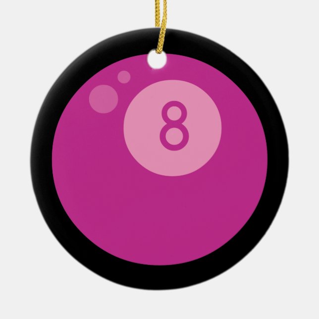 Pink Eightball Ceramic Ornament (Front)