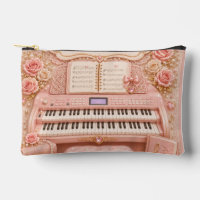 Pink Electronic Organ Music Cosmetic Bag