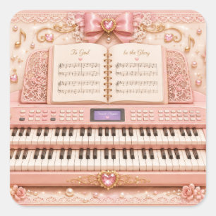 Pink Electronic Organ Music Stickers