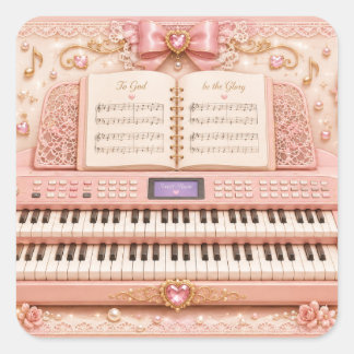Pink Electronic Organ Music Stickers