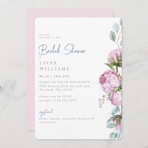 Pink Elegance Floral Bridal Shower  Invitation