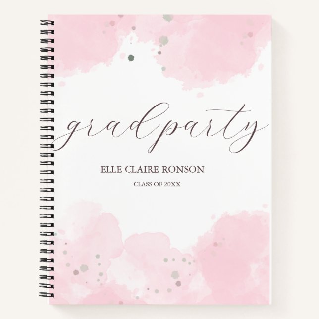 pink Elegance Graduation Party Invitation Notebook (Front)