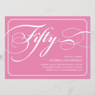 Pink Elegant 50th Birthday Invitations