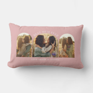 pink elegant arch multi photo best mum lumbar cushion