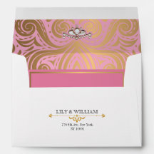 Pink Elegant Artdeco Diamond Gold Wedding