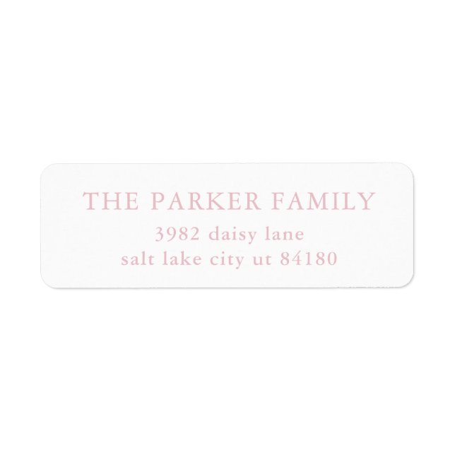 Pink Elegant Baby Birth Announcement Envelope Return Address Label (Front)