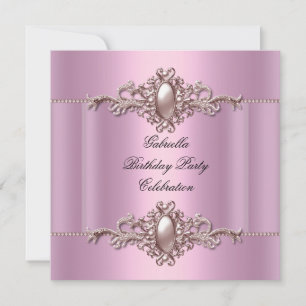 Pink Elegant Birthday Party Pearl Invitation
