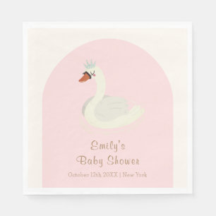 Pink Elegant Boho Arch Princess Swan Baby Shower Napkin