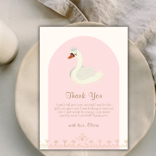 Pink Elegant Boho Arch Princess Swan Baby Shower  Thank You Card
