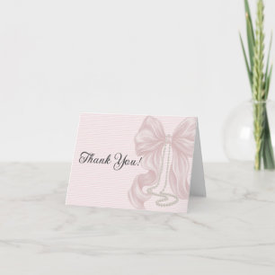 Pink Elegant Bow Girl Baby Shower  Thank You Card