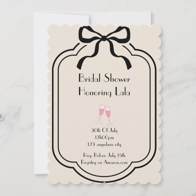 Pink elegant bridal shower invitation (Front)