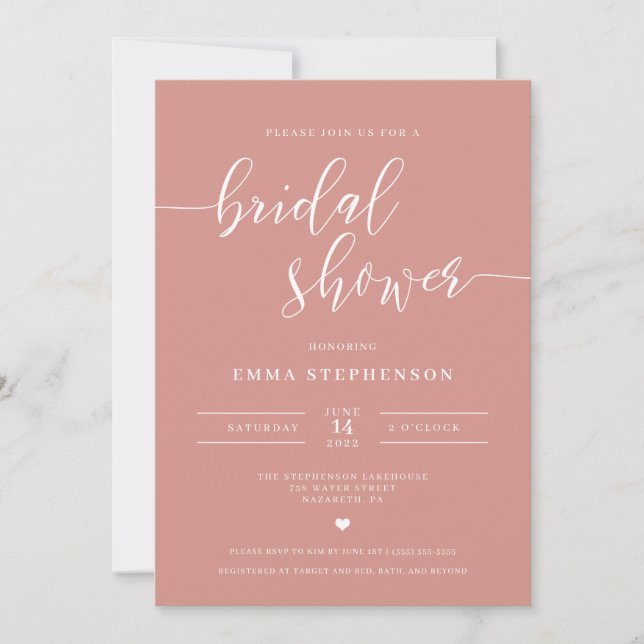 Pink Elegant Bridal Shower Invitation (Front)