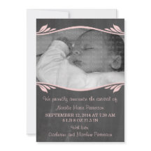 Pink Elegant Chalkboard Baby Announcement