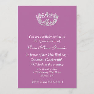 Pink Elegant Crown Quinceañera Invitation