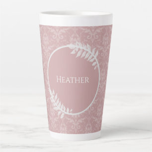 Pink Elegant Damask Personalised Latte Mug