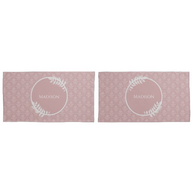 Pink Elegant Damask Pillow Case (Front-Set)