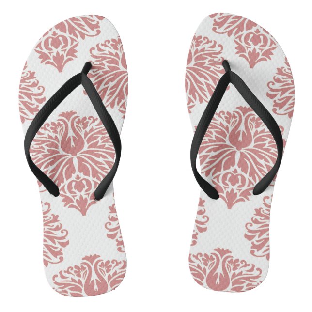 Pink Elegant Damask Thongs (Footbed)