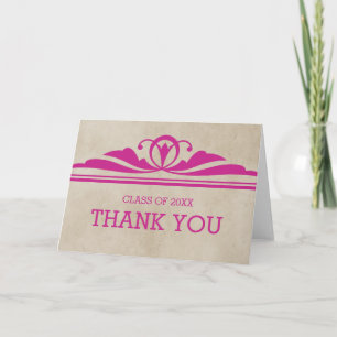 Pink Elegant Deco Graduation Thank You Card