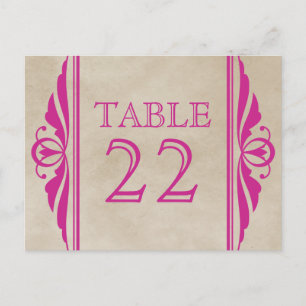 Pink Elegant Deco Table Number Postcard