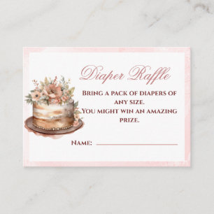 Pink Elegant Diaper Raffle Baby Shower Enclosure Business Card