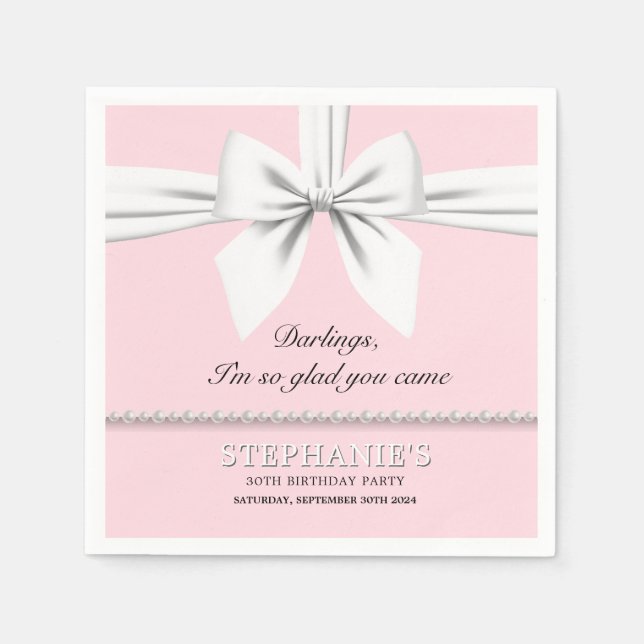 Pink Elegant Fancy Tiffany Birthday Tableware Napkin (Front)