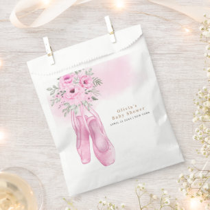 Pink Elegant Floral Ballerina Shoes Baby Shower Favour Bag