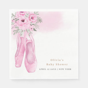 Pink Elegant Floral Ballerina Shoes Baby Shower  Napkin