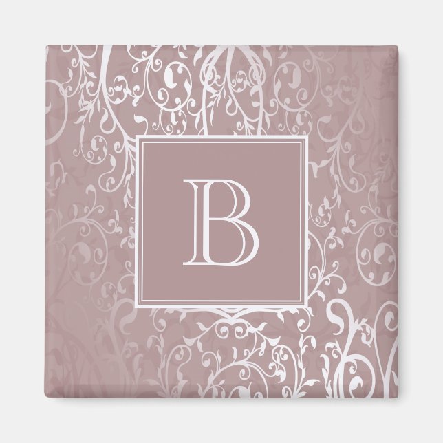 Pink Elegant Flourish Monogram Magnet (Front)