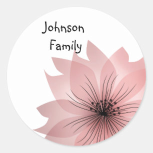 Pink elegant flower classic round sticker