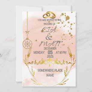 Pink Elegant Gold The Wedding Invitation