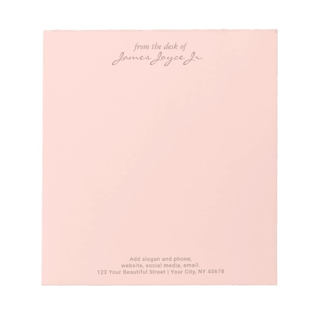 Pink Elegant Handwritten Stylish From The Desk Of Notepad (Front)