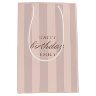 Pink Elegant Happy Birthday Medium Gift Bag