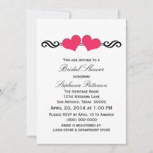 Pink Elegant Hearts Bridal Shower Invite