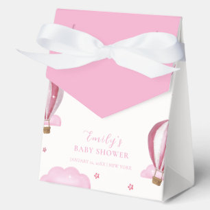 Pink Elegant Hot Air Balloon Girl Baby Shower Favour Box