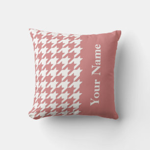 Pink Elegant Houndstooth with name Cushion