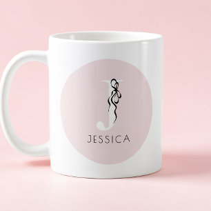 Pink Elegant Initial Girly Feminine Chic Monogram Coffee Mug